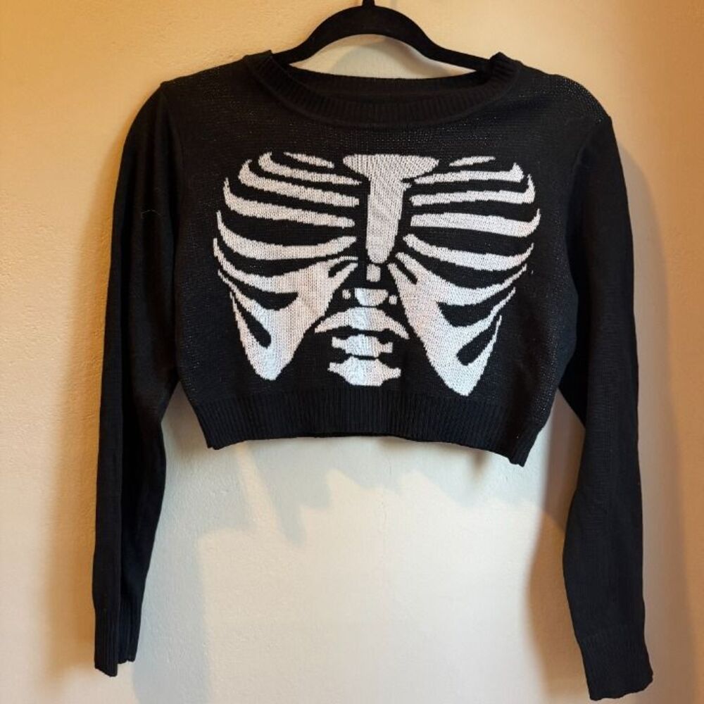 Skeleton Cropped Sweater